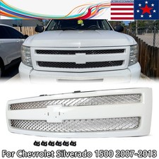 Summit White Front Grille W Chrome Insert For Chevy Silverado 1500 2007-2013