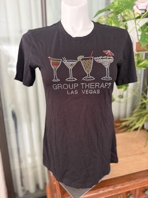 Group Therapy Las Vegas Rhinestone Tee   Black   Cocktail Graphic   Size L