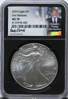 2024 Eagle $1 First Releases MS 70 NGC Graded Silver 1 oz 999 Graded Coin - Image 1 of 2