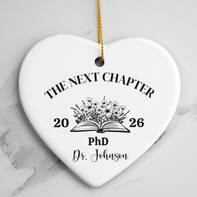 Personalized Next Chapter Ceramic Heart Ornament