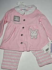Vintage Pink 18 Month Easter 2 Pc Set Buster Brown Striped Pants Light Pink NWT