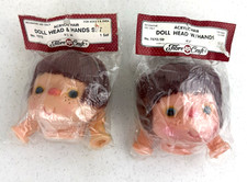2  Vintage Fibre Craft-Doll Head  Hand Sets 7572-50 Acrylic Hair 4 1/4" NOS