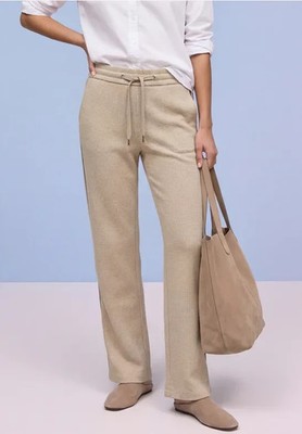 STREET ONE 380598 Hose Straight Leg L30 Stoffhose sportivem Gallonstreifen beige