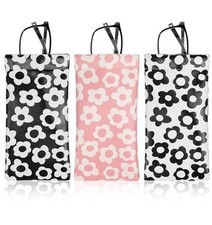 3-Pack Sunglass Eyeglass Glasses Case - Soft PU Leather Glasses Pouch, Cute