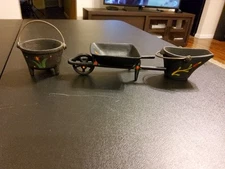  Cast Iron WILTON 3 Legged Cauldron & Wheelbarrow - Miniatures Plus Coal Bucket 