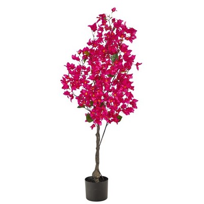Nearly Natural 4ft. Bougainvillea Artificial Tree, Pink, 19 in. W x 9 in. D x...