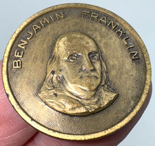 Ben Franklin Sales Award Coin Saturday Evening Post Phiadelphia Americana Brass