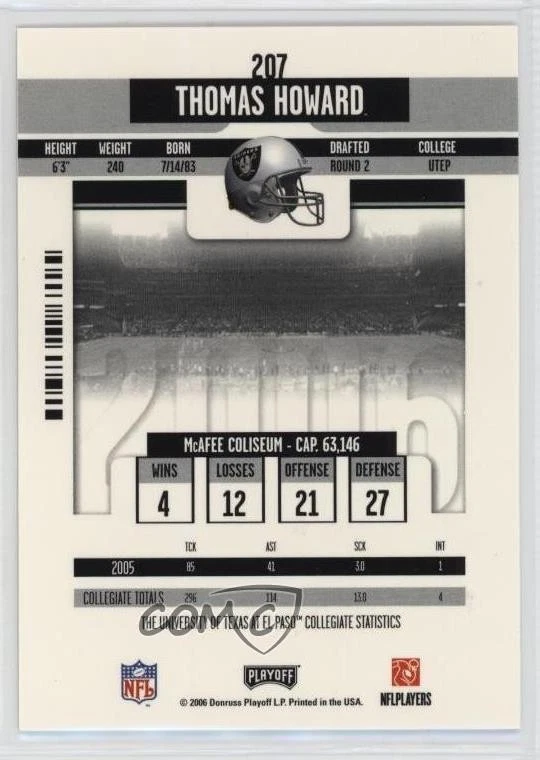 2006 Playoff Contenders Thomas Howard #207 Rookie Auto RC - Image 2 of 2