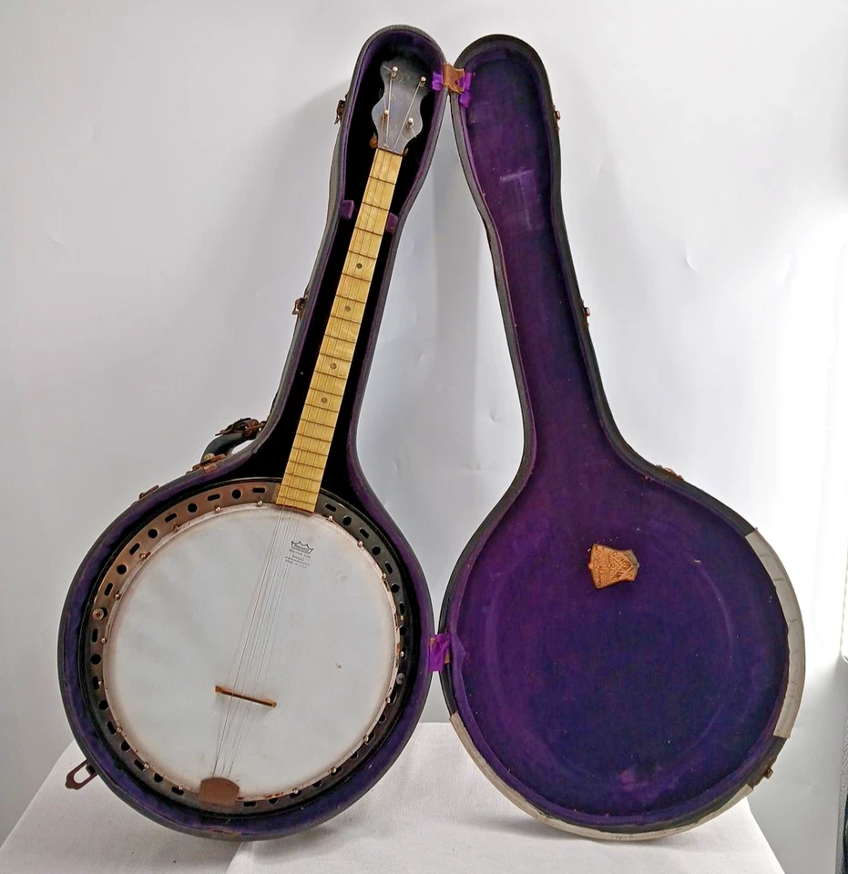 Vintage WORN Banjo Slingerland Maybell Case w Remo Weather King U.S.A. Banjo - Image 2 of 4