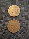 2 Vintage 1874 Key Date Indian Head Penny Set