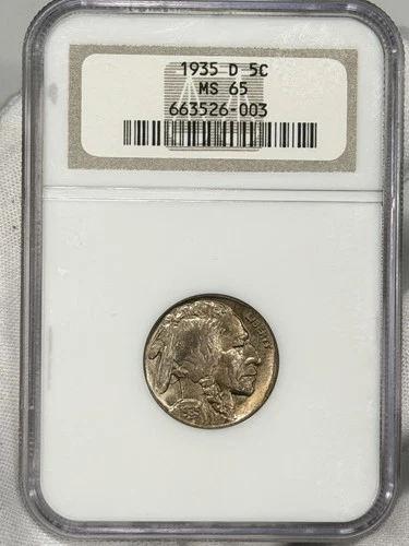 1935-D 5c Buffalo Nickel PCGS MS65 Indian Head Five Cent Denver Coin BETTER DATE