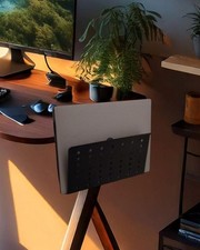 Desk Side Mount Laptop Holder Black - No Drill Steel Hanging Organizer for ...