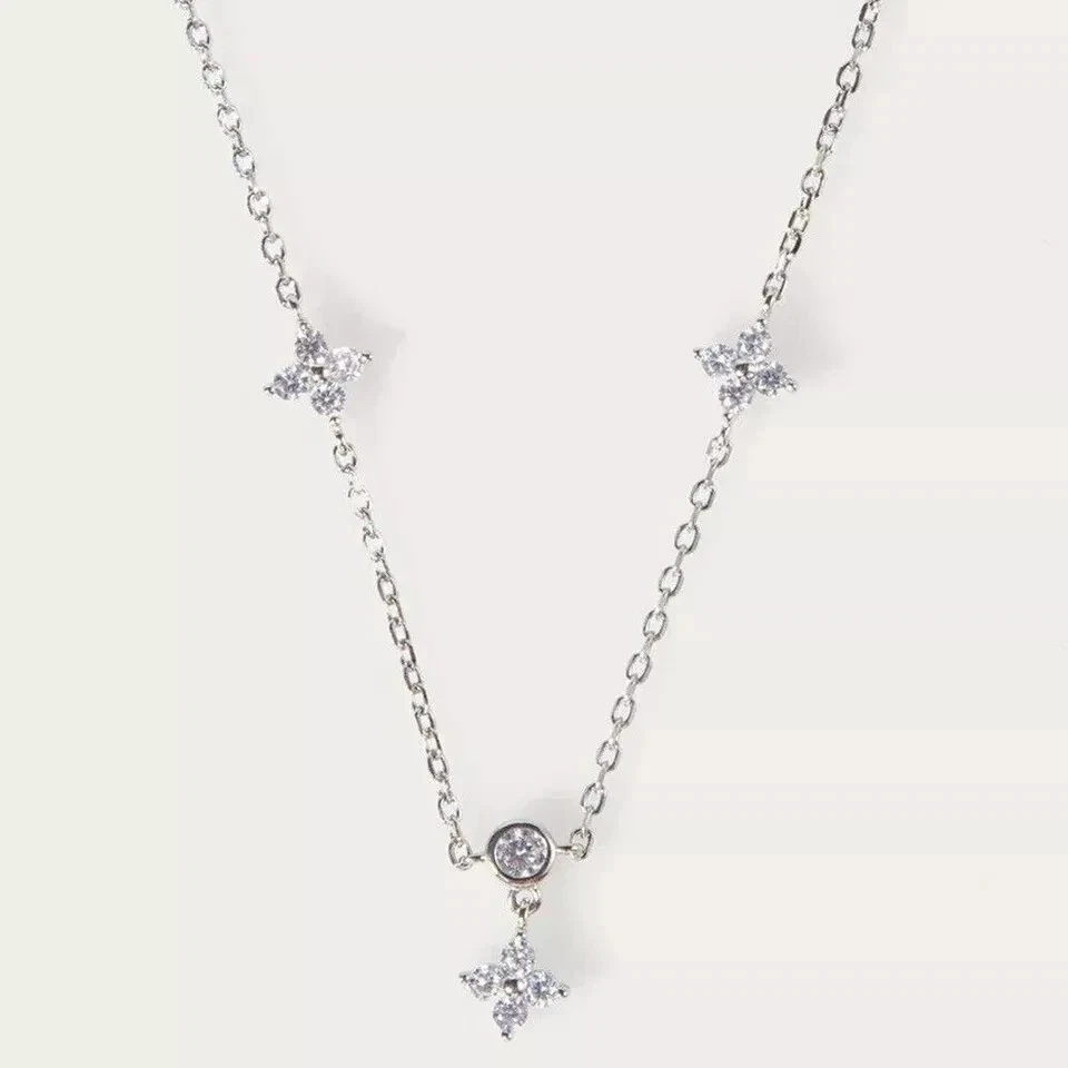 3 克拉圆形切割实验室钻石女式链式项链 14k 白金饰面 — 第 4/4 张图片