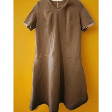 Vintage Beige Dress House Day Shift Dress 60s Small A99 Madmen Sixties