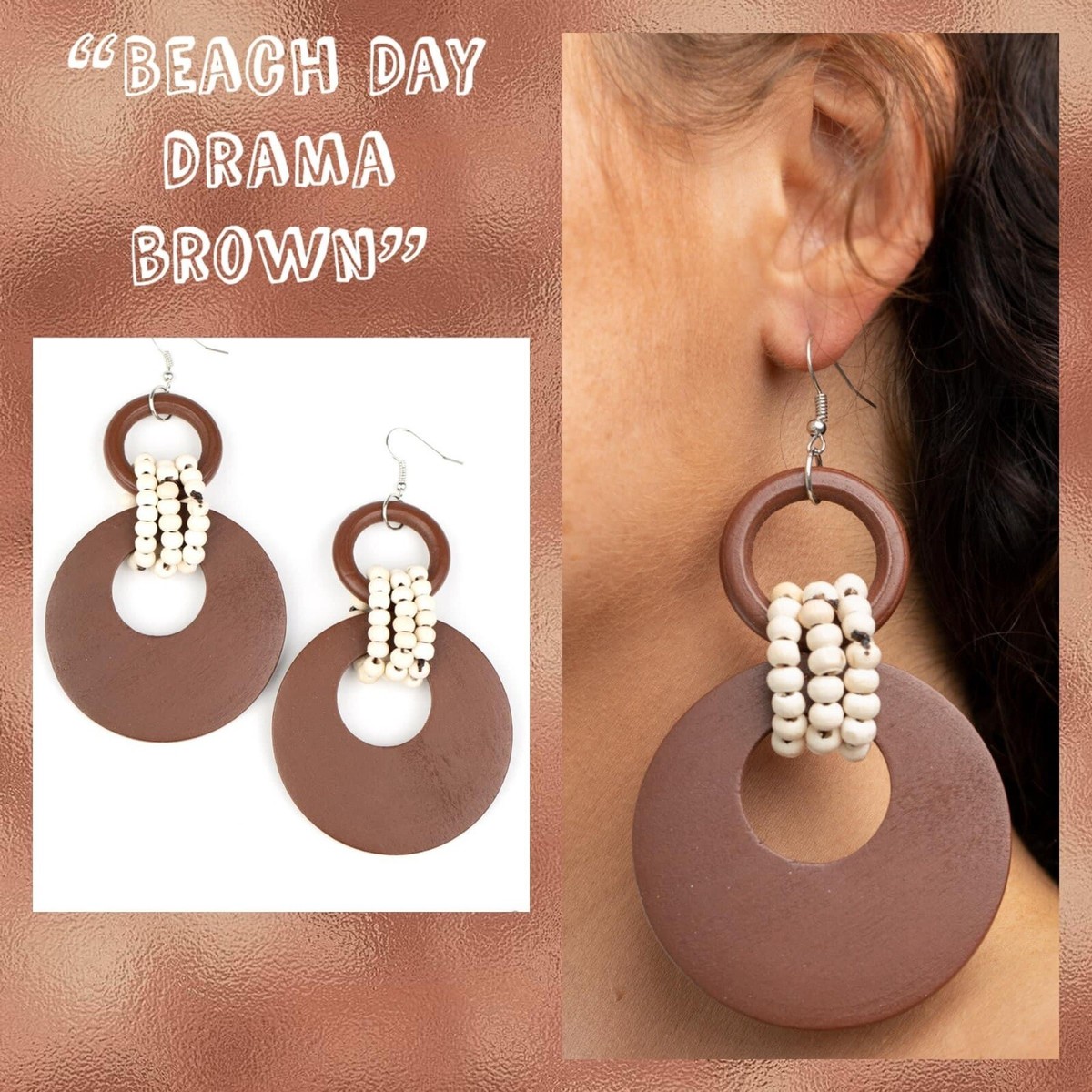 🔥🔥WOW PAPARAZZI “BEACH DAY DRAMA BROWN” Earrings🔥🔥
