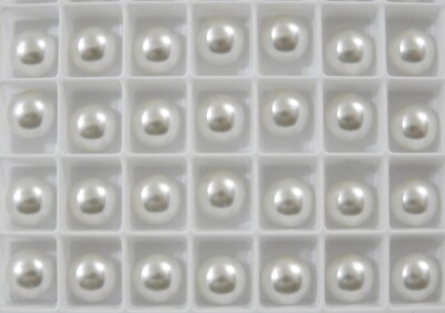 White Pearl Effect (8mm) Preciosa Half Pearls for Settings or Gluing