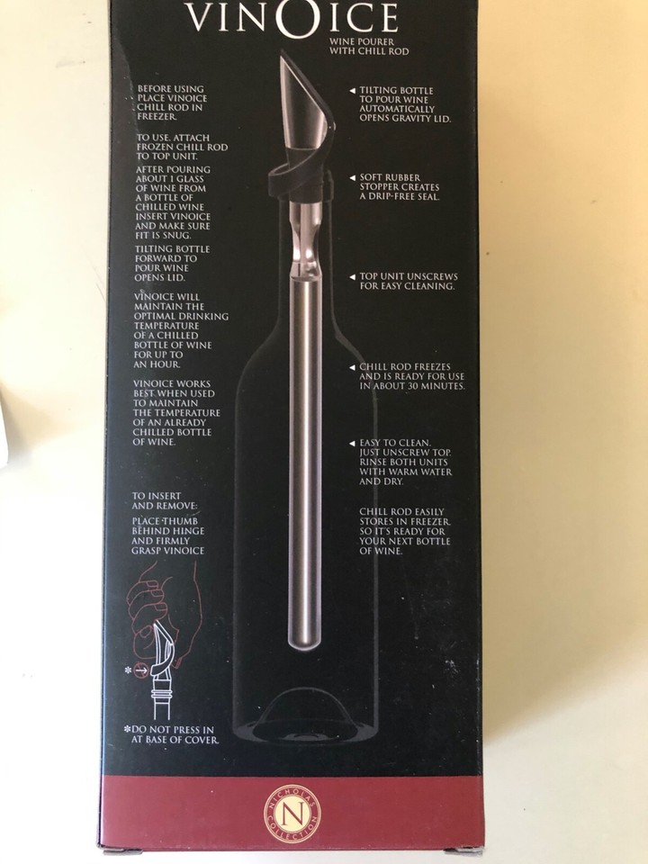 NEW CORK POPS VINOICE Wine Bottle Pourer with gravity lid & chill