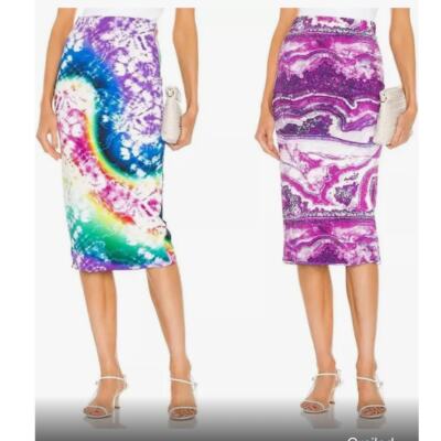 Le Superbe Two Timer reversible tie dye midi pencil skirt size large NWT