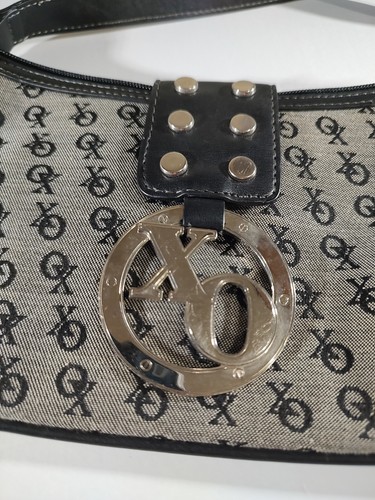 Bolso Cartera Mujer XOXO Gris Tela Cuero Negro Logo - Imagen 7 de 13