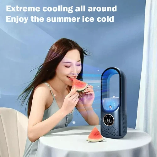 Portable Air Cooler Leafless Electric Fan 6 Speed Silent Timer Air Conditioner - Picture 13 of 16