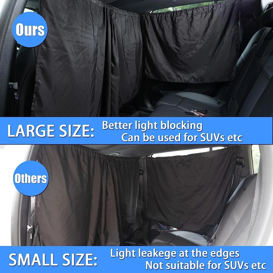 3Pcs Car SUV Divider Curtains Sun Shade Side Window Cover Privacy Travel Nap - Image 3 of 4