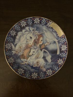 RECO  RAINBOW TO RIDE ON  UNICORN PLATE 7766  SIGNED JODY BERGSMAN ARTIST 1990