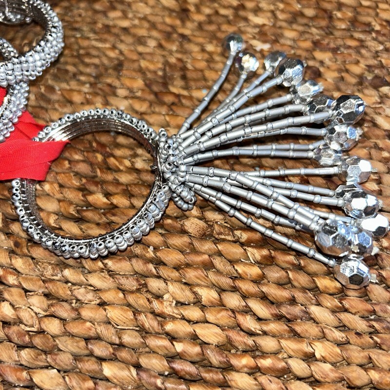 Napkin Rings That Sparkle. 10 Beaded Round Offshot Balls, Dazzling. Table Decor