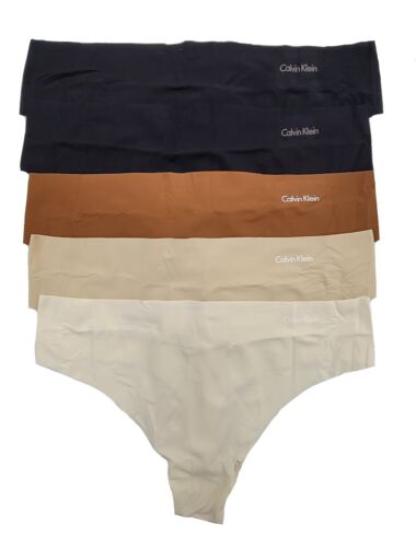 Calvin Klein Women's Invisibles Thong Multipack Panty 5 Pack - QD3556 - Afbeelding 1 van 3