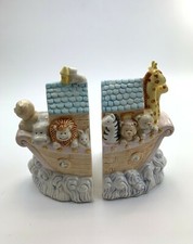 RUSS BERRIE AND COMPANY NOAH'S ARK BIBLICAL BOOKENDS FOR BABY NURSERY