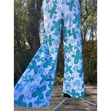 Vintage MOD 1960s Floral Womens Bell Bottom Pants short Rise S/M
