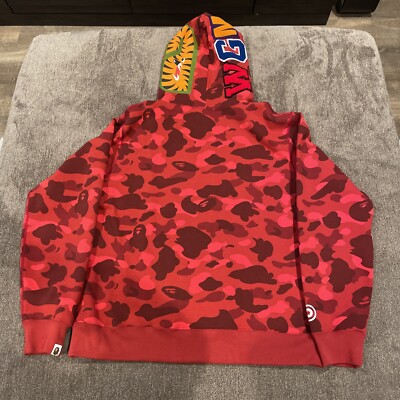 A Bathing Ape Red Camo Bale Pullover Hoodie - Red, Size XL | eBay