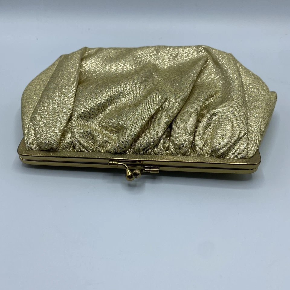 Bolso sin asas de noche vintage After Five By Land M tono dorado con monedero y cadena Foto 4 de 4