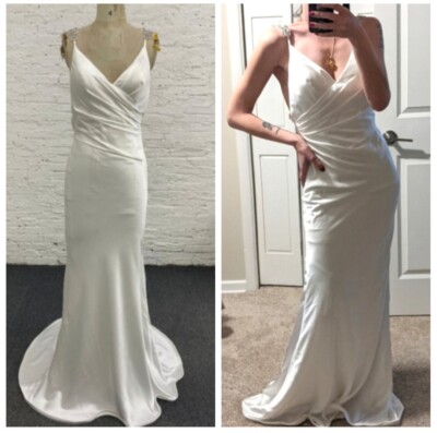 Custom-Made Satin Old Hollywood-Meets-'90s Wedding Gown, size 2/4, *FREE VEIL*