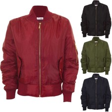 Ladies Classic Ma1 Vintage Padded Bomber Jacket Biker Zip Up Stylish Coat