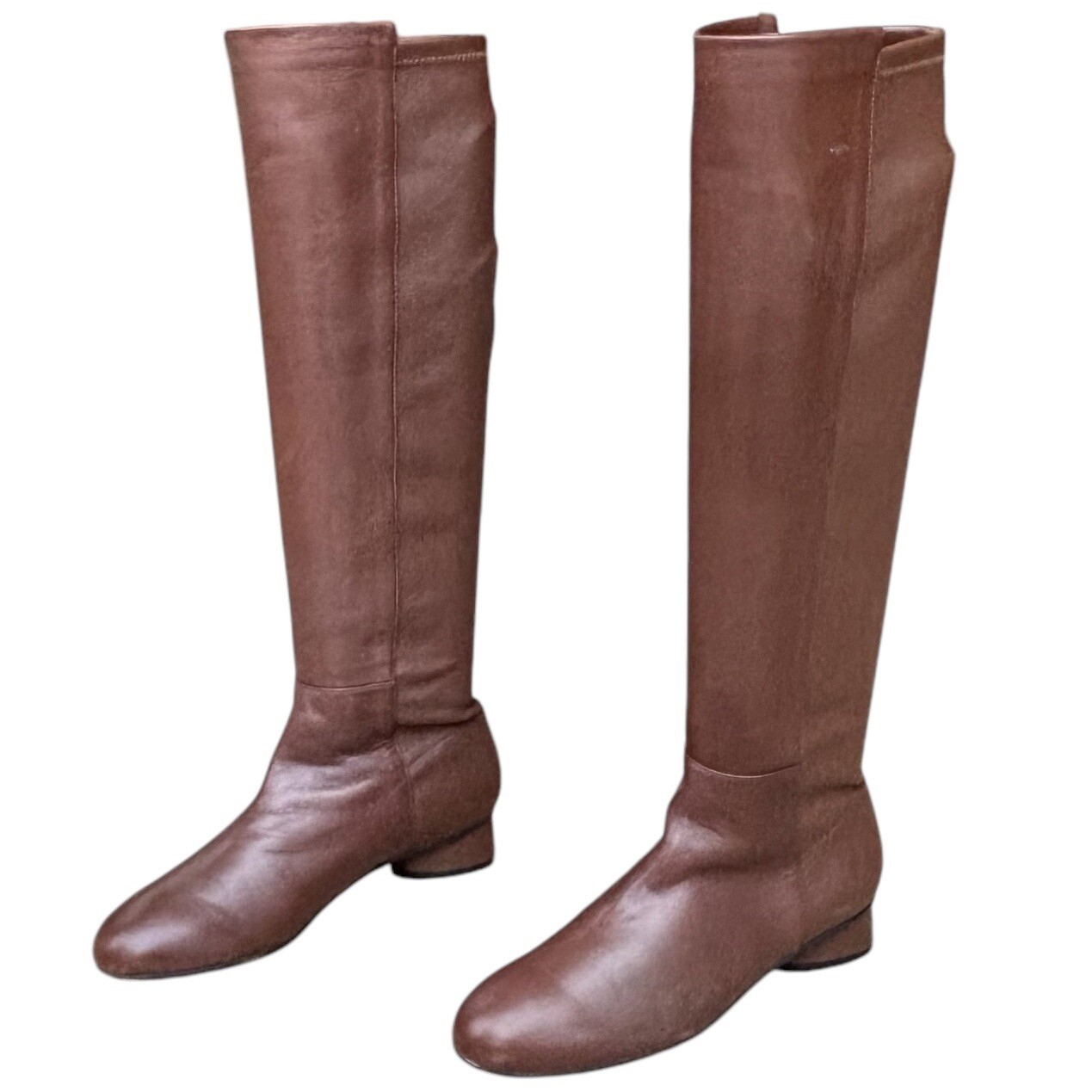 STUART WEITZMAN Cognac Stretch Leather Pull On Bo… - image 2