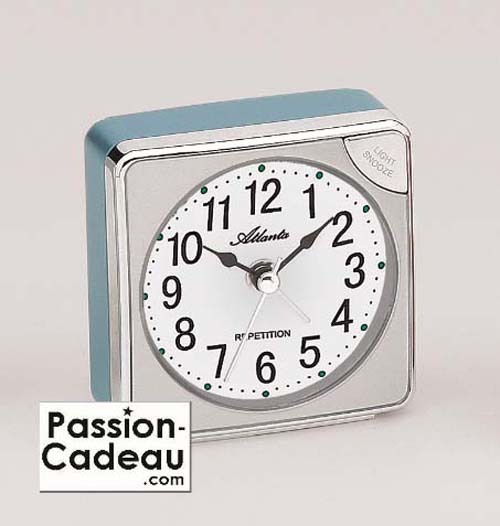 Réveil quartz bleu Atlanta 1714/5 silencieux avec répétition et éclairage
