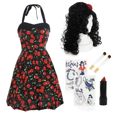 ILOVEFANCYDRESS AMY WINEHOUSE COSTUME DRESS, BEEHIVE WIG TATTOOS MUSIC ICON ADULT FANCY DRESS
