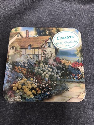 Gallery Graphics Laminated 6PC Drink Coasters Flower Cottage Design New