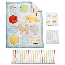 Kids Line Who’s at the Zoo 4 Piece Infant Baby Nursery Décor Crib Set MultiColor