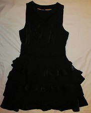TULLE ANTHROPOLOGIE silk look feel ruffled ruchrd sleeveless baby doll dress S