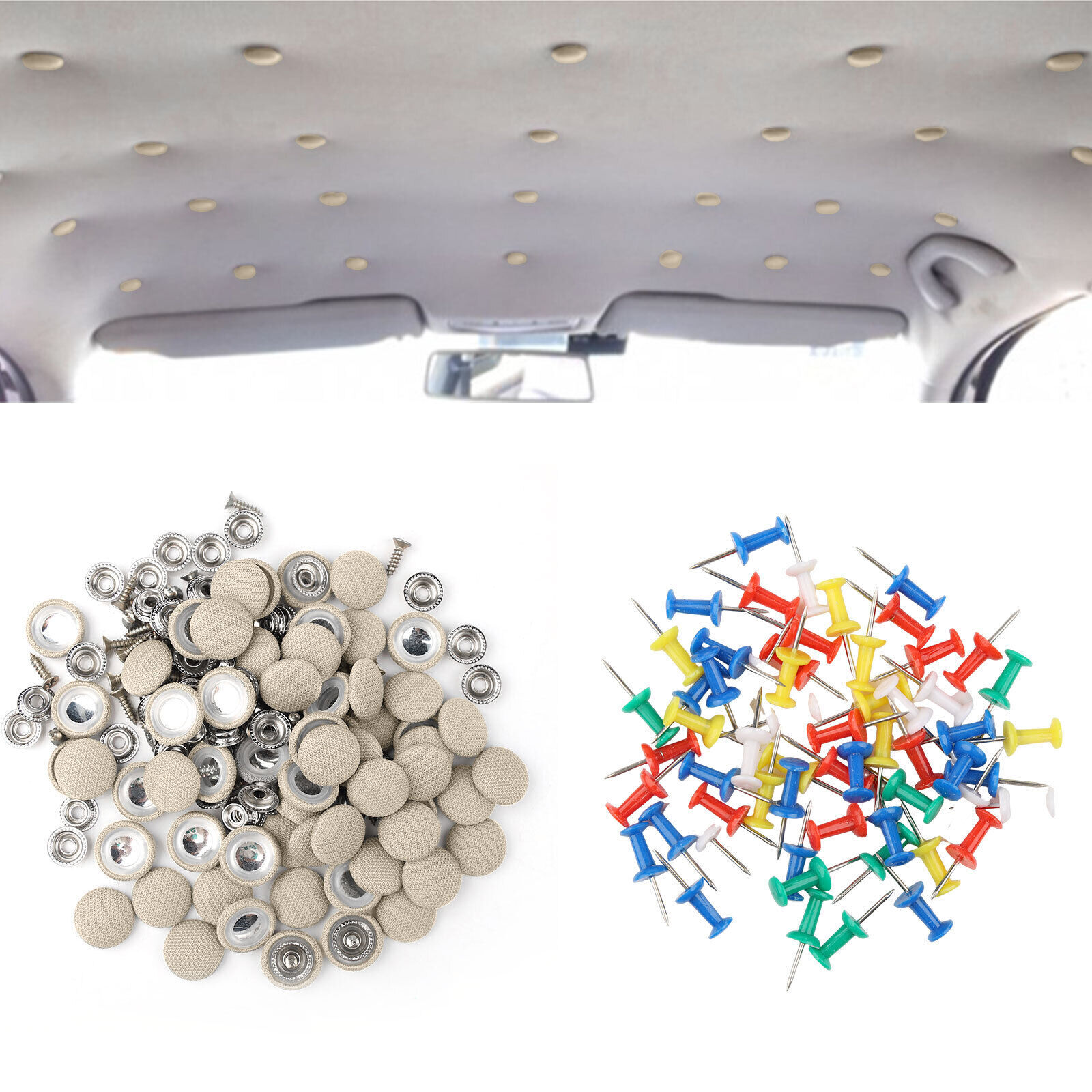 60Pcs Car Roof Liner Ceiling Repair Buckle Sagging Headliner Pins Rivet
