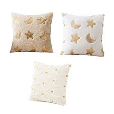 Soft Plushes Throw Pillow Case With Star and Moon Pattern For Relaxing Ambiances