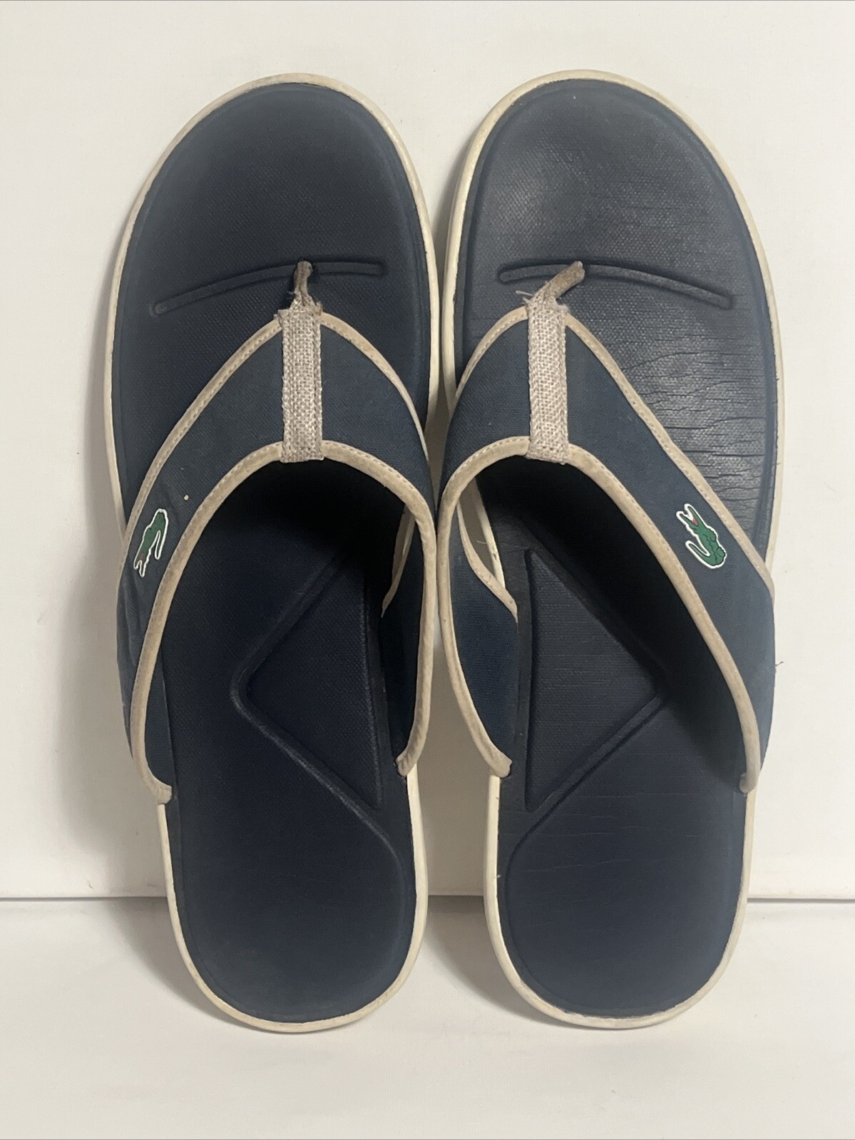 Lacoste L.30 Round Toe Flip Flops Sandals Navy Blue Size 17 US 15 UK