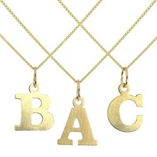 Lightweight Small 9ct Gold Initial Alphabet Letter on Chain Necklaces A - Z