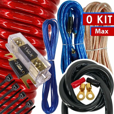 New Audiobank 0 Gauge 6000W Car Amplifier Installation Power Amp Wiring Kit Red