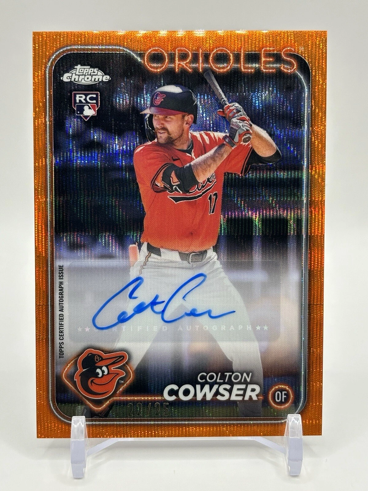 2024 Topps Chrome Update Colton Cowser Orange Wave Refractor Auto /25 RC Rookie