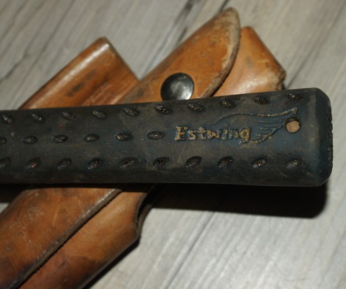 Vtg 22 oz Estwing Geology Rock Pick Hammer Nylon Grip Handle USA CUSTOM LEATHER - Picture 8 of 8