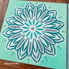 Set Of 2 Original Artwork Pieces Mandala Acrylic On Wood 6"x6" Wall Decor
