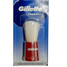 Gillette Shaving Brush White Smoother Shave Longer Bristles Red Color Handle