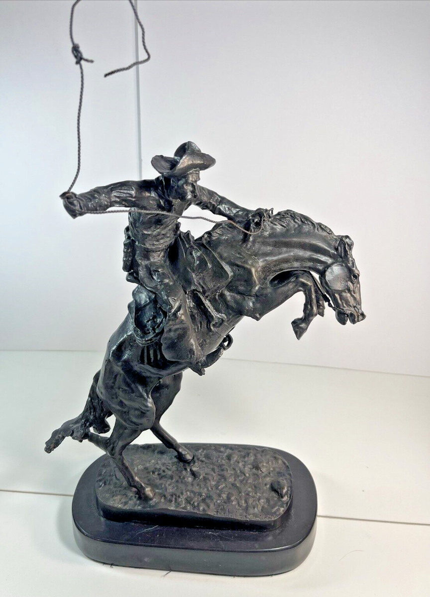 Bronco Buster Bronze Sculpture by Frederic Remington Cowboy on